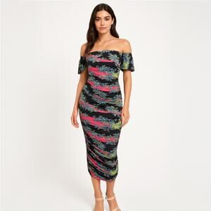 NWT Misguided Bodycon Ruched Midi Dress Sz 10